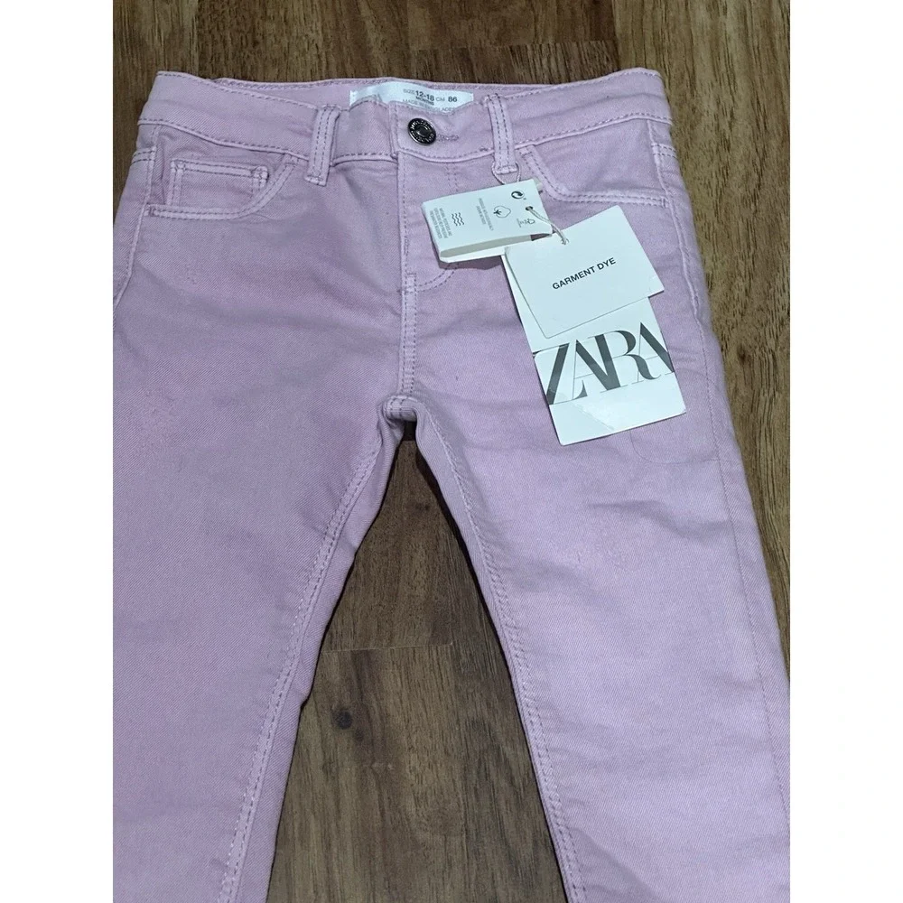 Zara Baby Jeans 12-18 Months Stratchy Soft‎ Denim Pink Pants